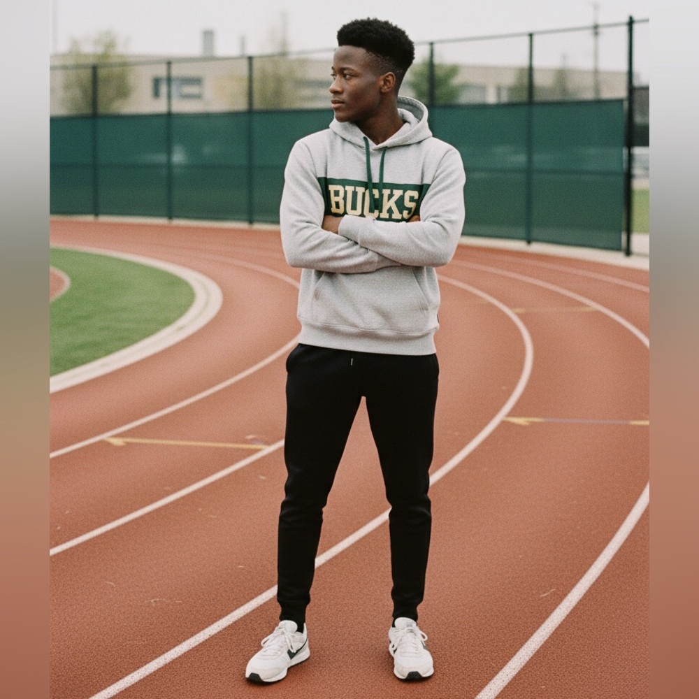 NBA 47 Milwaukee Bucks Gray Pullover Hoodie Sweatshirt
